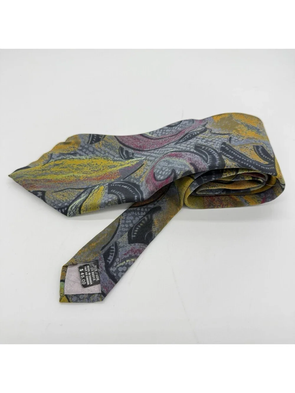 Vintage Christian Dior Monsieur Abstract Floral Silk Necktie Canada Made Luxury